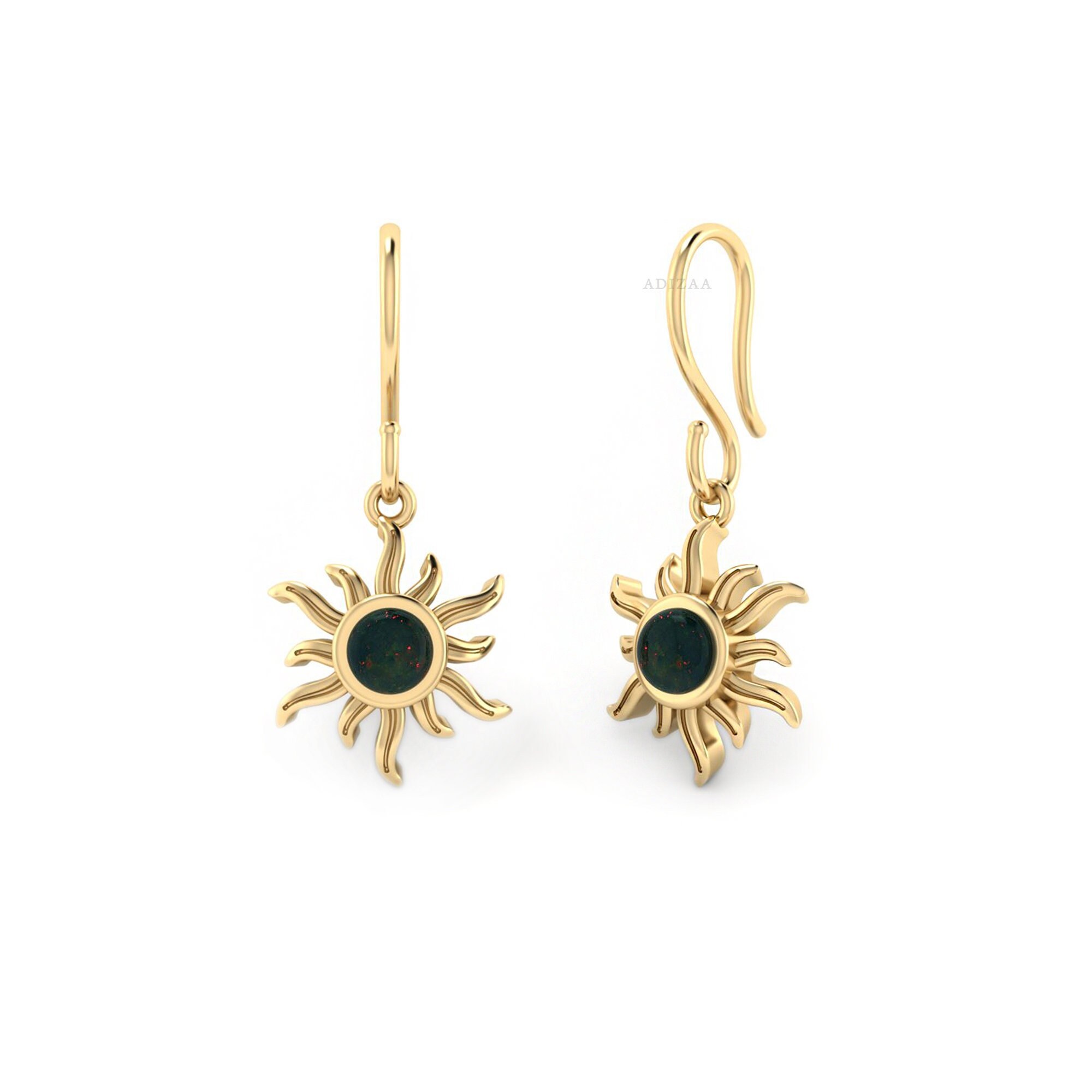 Bloodstone Sunshine Huggie Earrings, Gemstone Trending Earrings, Handmade Brass Dainty Earring, Round Cut Gemstone Earrings, Earring For Her