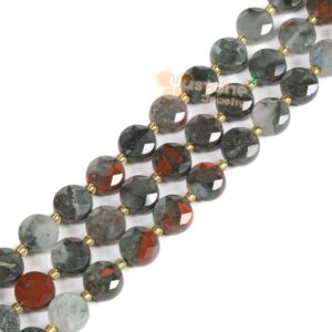 10mm African Bloodstone Faceted Coin Disc Star Of David Jewish Diy Jewelry Making Loose Beads 15" 10mm African Bloodstone Faceted Coin Disc Star Of David Jewish Diy Jewelry Making Loose Beads 15"