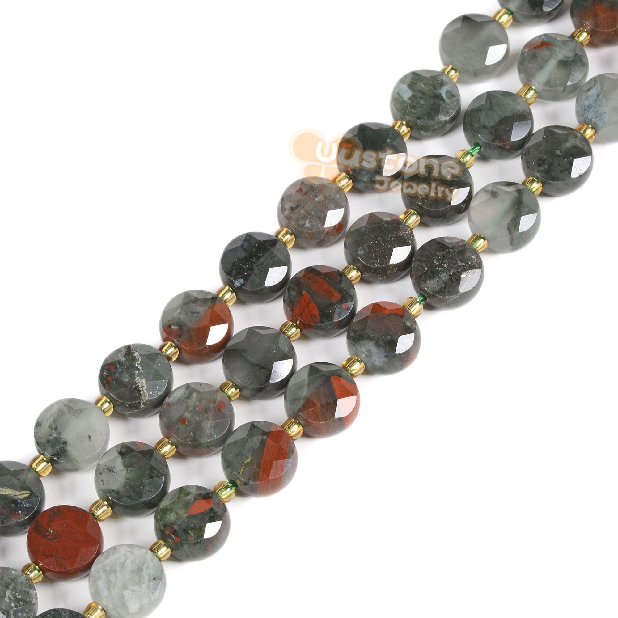 10mm African Bloodstone Faceted Coin Disc Star Of David Jewish Diy Jewelry Making Loose Beads 15"