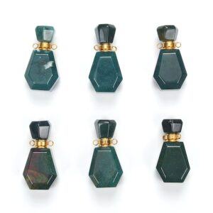 34X17X13MM Natural African Blood Stone Gemstone Perfume Bottle Pendant Faceted, Essential Oil Bottle Beads 1 Bead (80017221-P70) 34X17X13MM Natural African Blood Stone Gemstone Perfume Bottle Pendant Faceted, Essential Oil Bottle Beads 1 Bead (80017221-P70)
