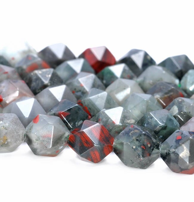 8mm African Blood Stone Beads Star Cut Faceted Grade Aaa Genuine Natural Gemstone Loose Beads 7.5" Bulk Lot 1,3,5,10 And 50 (80005153 H-m16)