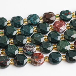 8MM Dark Green Blood Stone Beads Grade AA Genuine Natural Gemstone Faceted Coin Loose Beads 15"/7.5" Bulk Lot Options 8MM Dark Green Blood Stone Beads Grade AA Genuine Natural Gemstone Faceted Coin Loose Beads 15"/7.5" Bulk Lot Options