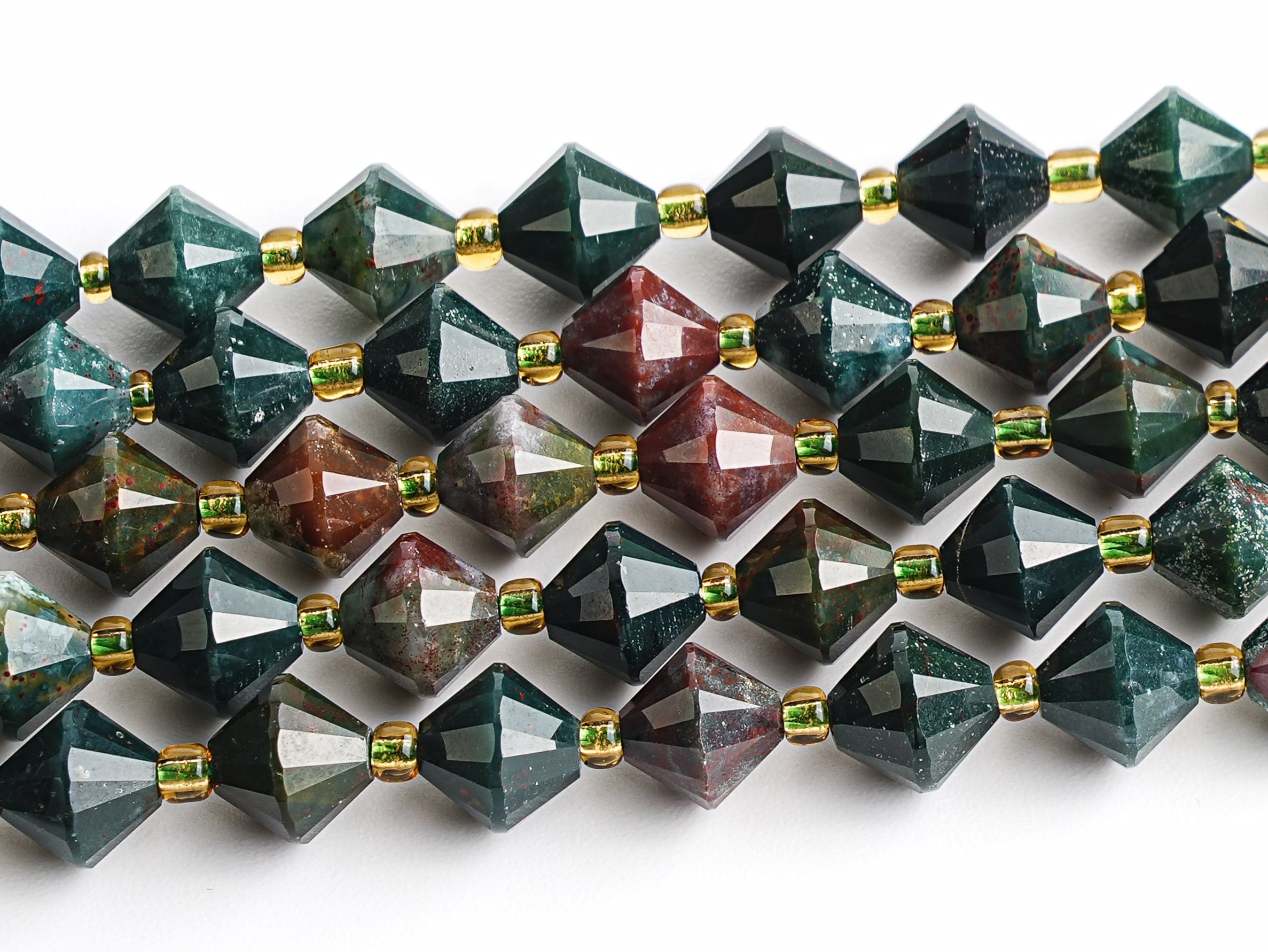 8mm Green Brown Blood Stone Beads Grade Aa Genuine Natural Gemstone Bicone Faceted Loose Beads 15"/7.5" Bulk Lot Options