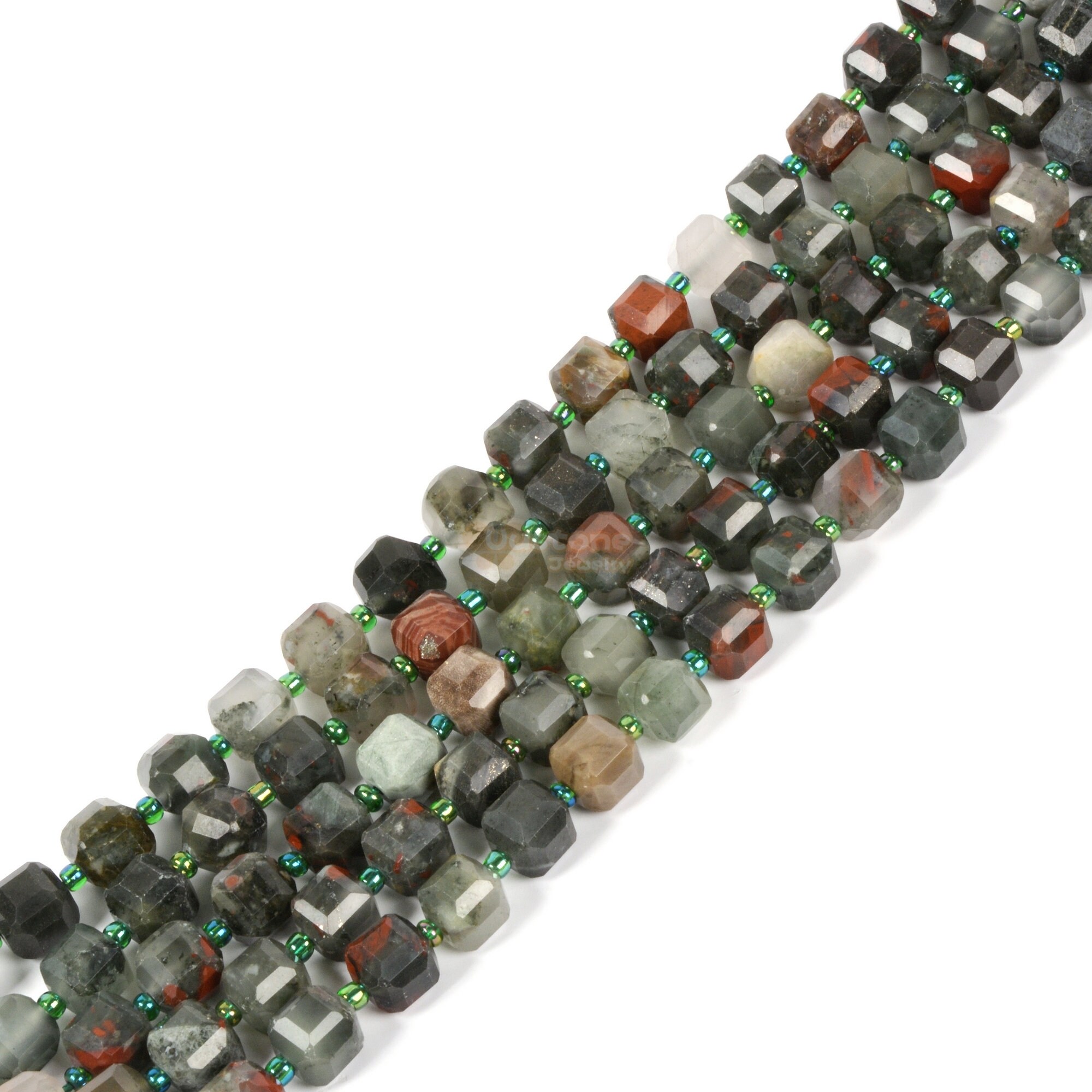 African Bloodstone 8mm Natural Gemstone Faceted Cube Dice Square Beads strand 15.5 Inch Micro Faceted Laser Diamond Cut Beads