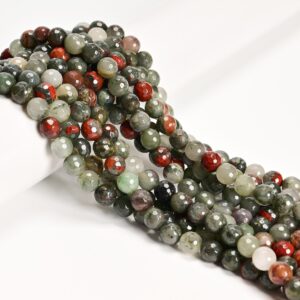 African Bloodstone Faceted Round Beads 6mm 8mm 10mm 15.5" Strand African Bloodstone Faceted Round Beads 6mm 8mm 10mm 15.5" Strand