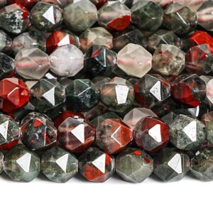 Genuine Natural Blood Stone Gemstone Beads 6MM Green Star Cut Faceted AAA Quality Loose Beads (127937) Genuine Natural Blood Stone Gemstone Beads 6MM Green Star Cut Faceted AAA Quality Loose Beads (127937)