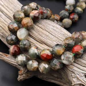 Faceted Natural African Bloodstone 12mm Round Beads 15.5" Strand Faceted Natural African Bloodstone 12mm Round Beads 15.5" Strand