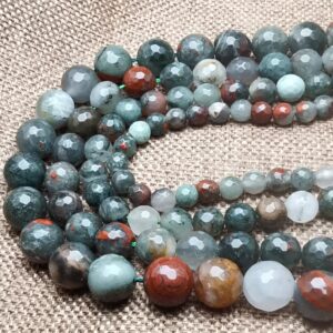 Natural African Blood Stone Round Faceted Loose Bead 6mm – 12mm 15inches Strand Natural African Blood Stone Round Faceted Loose Bead 6mm – 12mm 15inches Strand