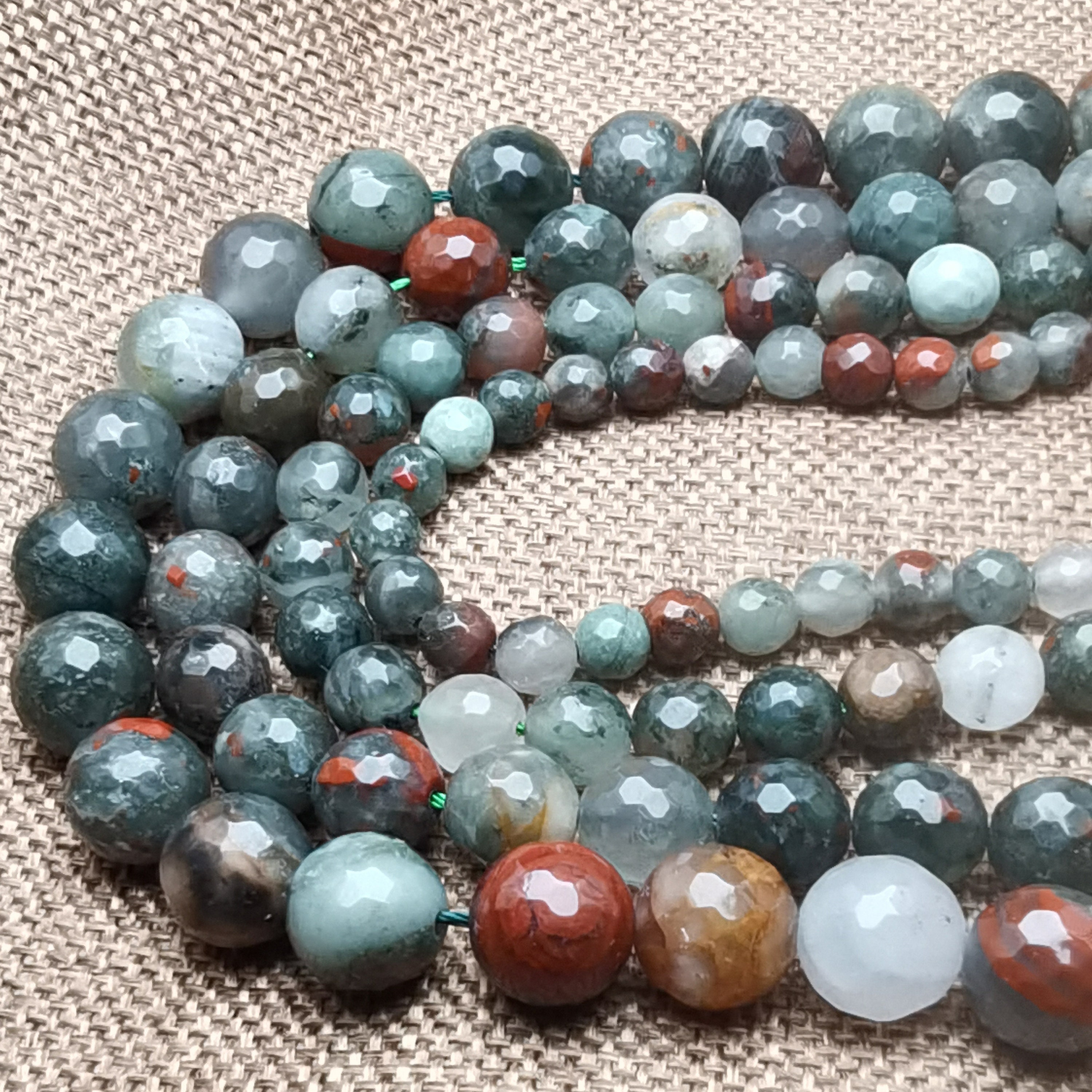 Natural African Blood Stone Round Faceted Loose Bead 6mm – 12mm 15inches Strand