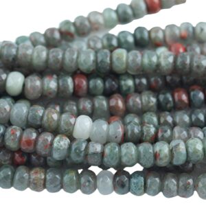 Natural Blood Stone, High Quality in Faceted Roundel, 6 and 8mm- Full 15.5 Inch Strand-Full Strand 15.5 inch Strand Gemstone Beads Natural Blood Stone, High Quality in Faceted Roundel, 6 and 8mm- Full 15.5 Inch Strand-Full Strand 15.5 inch Strand Gemstone Beads