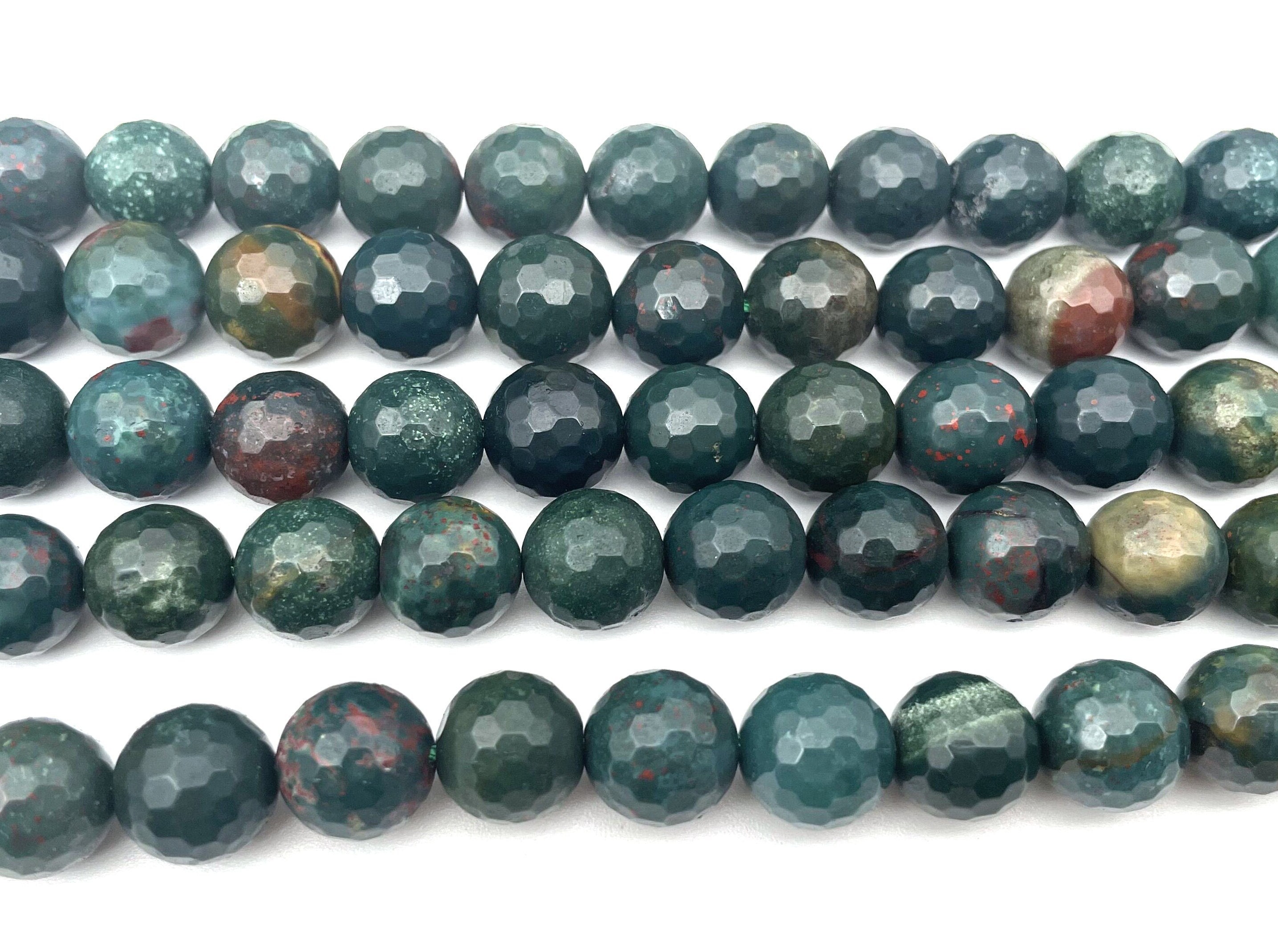 Bloodstone Faceted Round Beads - Dark Green Gemstone Beads - Indian Bloodstone - Blood Stone Round Beads - 6-10mm Beads Bloodstone Faceted Round Beads - Dark Green Gemstone Beads - Indian Bloodstone - Blood Stone Round Beads - 6-10mm Beads