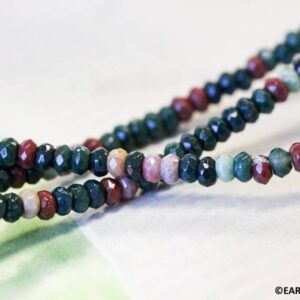 S/ Blood Stone 4mm Faceted Rondelle Beads 16" Strand Natural Gemstone Beads For Jewelry Making Green Tone Or Red Tone S/ Blood Stone 4mm Faceted Rondelle Beads 16" Strand Natural Gemstone Beads For Jewelry Making Green Tone Or Red Tone