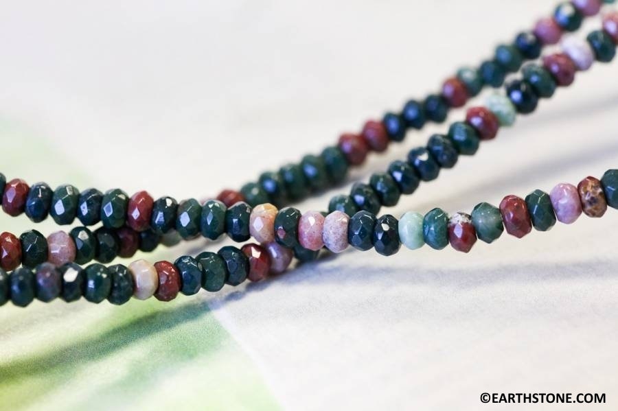S/ Blood Stone 4mm Faceted Rondelle Beads 16" Strand Natural Gemstone Beads For Jewelry Making Green Tone Or Red Tone S/ Blood Stone 4mm Faceted Rondelle Beads 16" Strand Natural Gemstone Beads For Jewelry Making Green Tone Or Red Tone