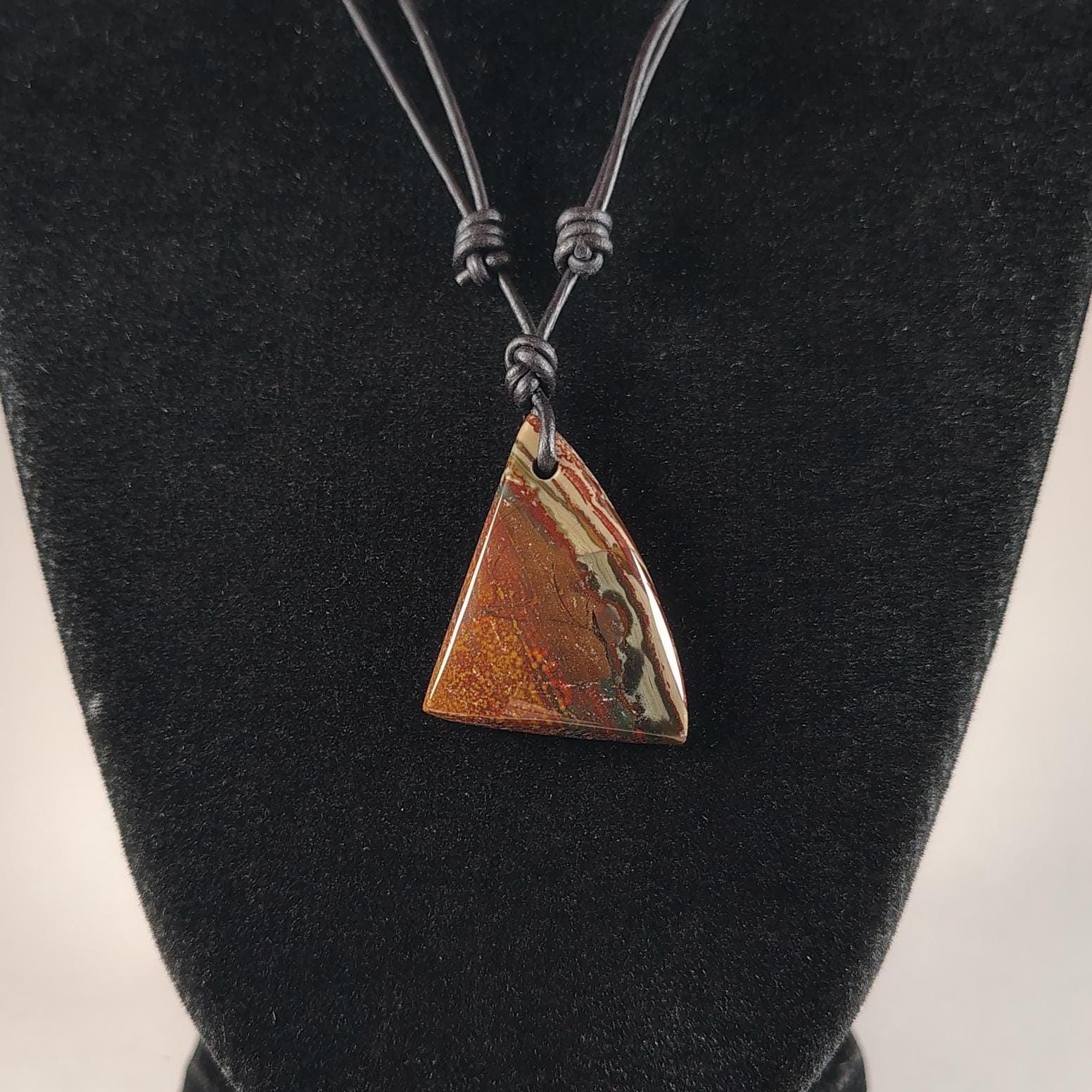 Bloodstone Adjustable Leather Necklace Handmade By Chris Hay