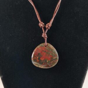 Bloodstone Adjustable Leather Necklace Handmade by Chris Hay Bloodstone Adjustable Leather Necklace Handmade by Chris Hay