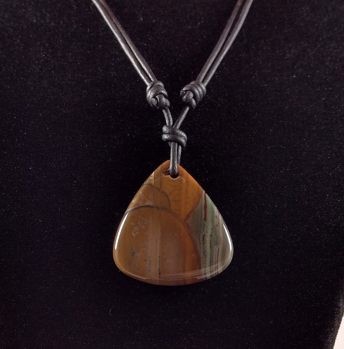 Bloodstone Adjustable Leather Necklace Handmade By Chris Hay