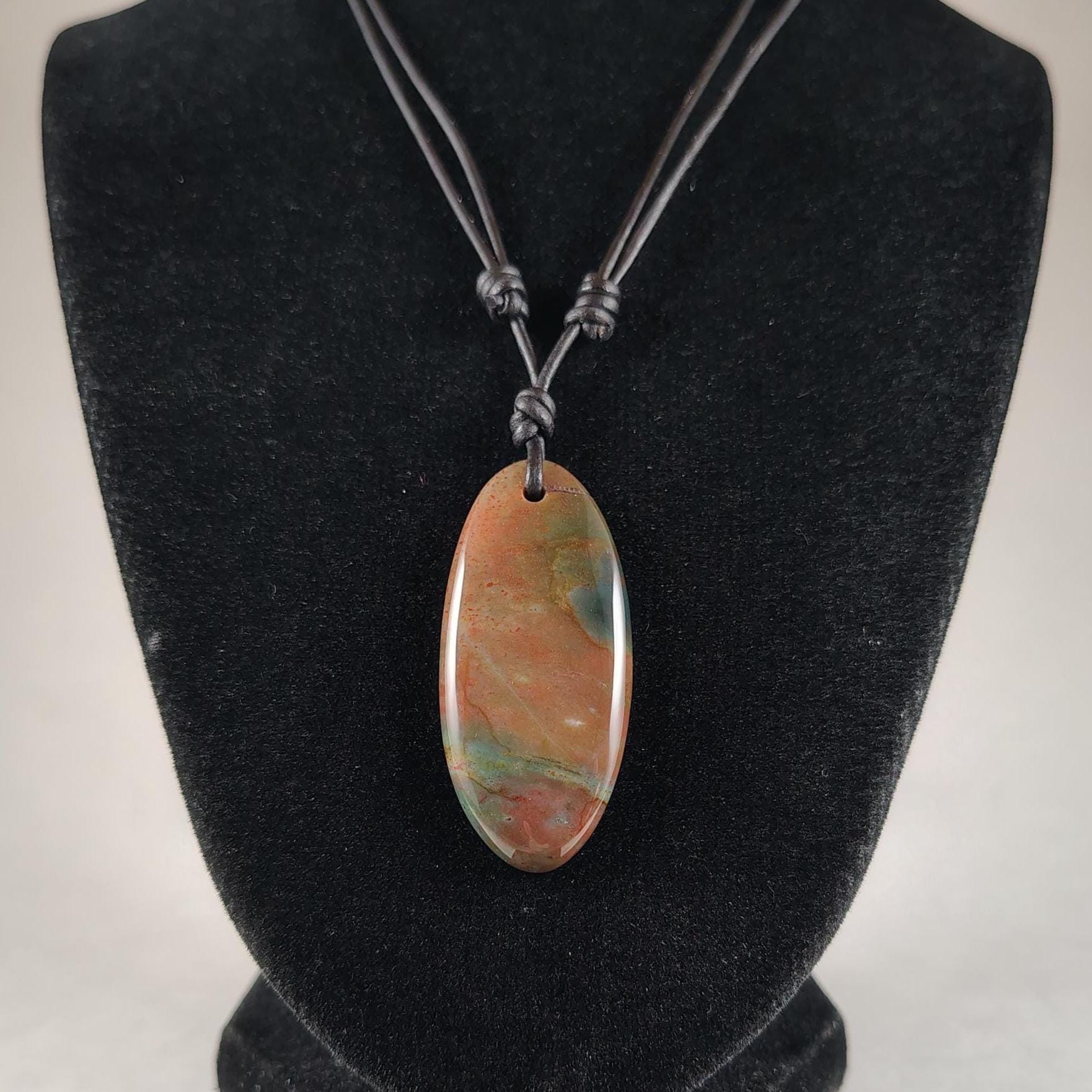 Bloodstone Adjustable Leather Necklace Handmade By Chris Hay Bloodstone Adjustable Leather Necklace Handmade By Chris Hay