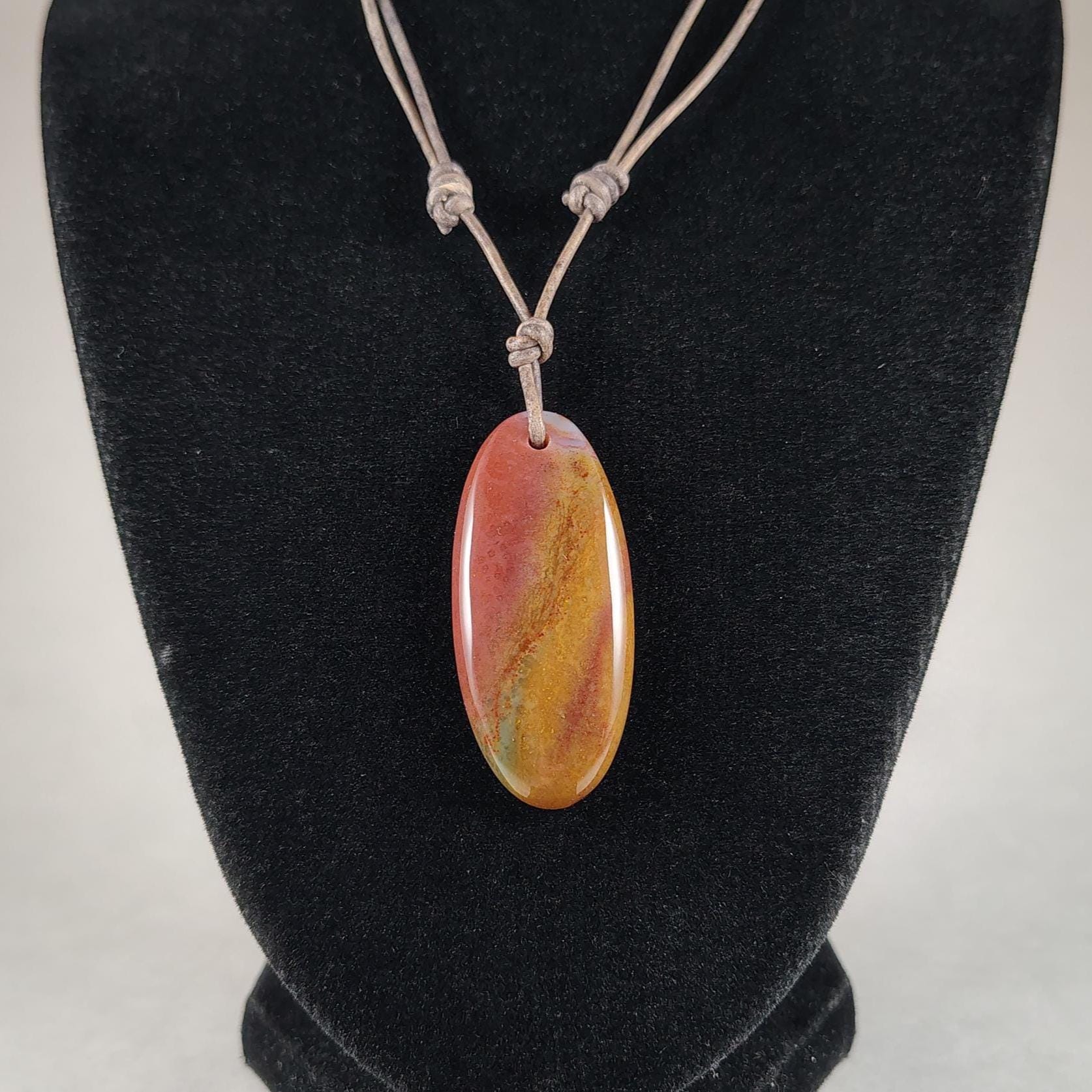 Bloodstone Adjustable Leather Necklace Handmade By Chris Hay
