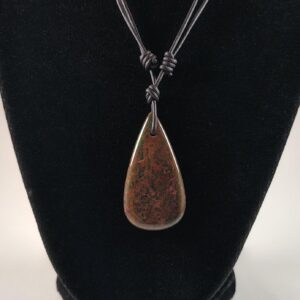 Bloodstone Adjustable Leather Necklace Handmade by Chris Hay Bloodstone Adjustable Leather Necklace Handmade by Chris Hay