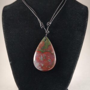 Bloodstone Adjustable Leather Necklace Handmade by Chris Hay Bloodstone Adjustable Leather Necklace Handmade by Chris Hay