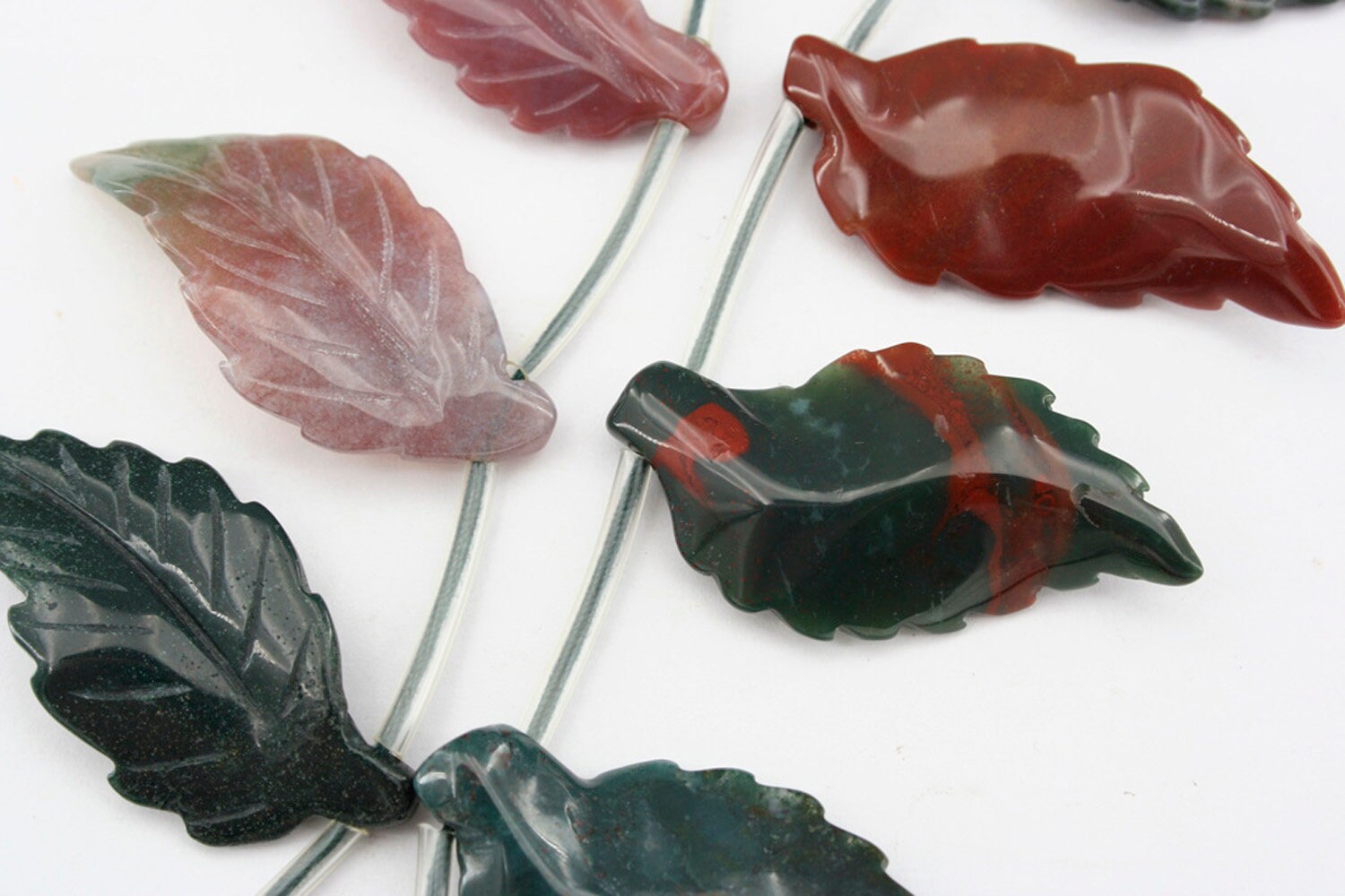 Blood Stone Leaf Beads Handmade 31-38.5mm (etb01272) Unique Jewelry/vintage Jewelry/gemstone Necklace