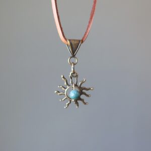 Bloodstone Brewing Sun Necklace, Deerskin Leather, Crystal For Balancing Courage Bloodstone Brewing Sun Necklace, Deerskin Leather, Crystal For Balancing Courage