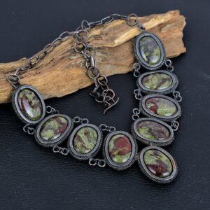 Dragon Bloodstone Gemstone Copper Wire Wrapped Necklace, Natural Dragon Blood Jasper Gemstone Adjustable Chain Necklace Unique Wedding Gifts Dragon Bloodstone Gemstone Copper Wire Wrapped Necklace, Natural Dragon Blood Jasper Gemstone Adjustable Chain Necklace Unique Wedding Gifts