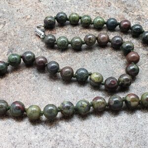 Dragon Bloodstone Hand Knotted Necklace With Lobster Claw Clasp
