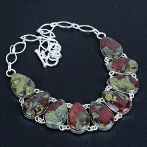 Dragon Bloodstone Necklace: Handmade 925 Sterling Silver, Adjustable Chain Dragon Bloodstone Necklace: Handmade 925 Sterling Silver, Adjustable Chain