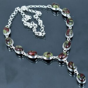 Dragon Bloodstone Necklace: Handmade 925 Sterling Silver, Adjustable Chain Dragon Bloodstone Necklace: Handmade 925 Sterling Silver, Adjustable Chain