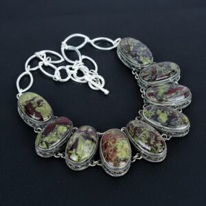 Dragon Bloodstone Necklace: Vintage 925 Sterling Silver Gemstone Jewelry Dragon Bloodstone Necklace: Vintage 925 Sterling Silver Gemstone Jewelry