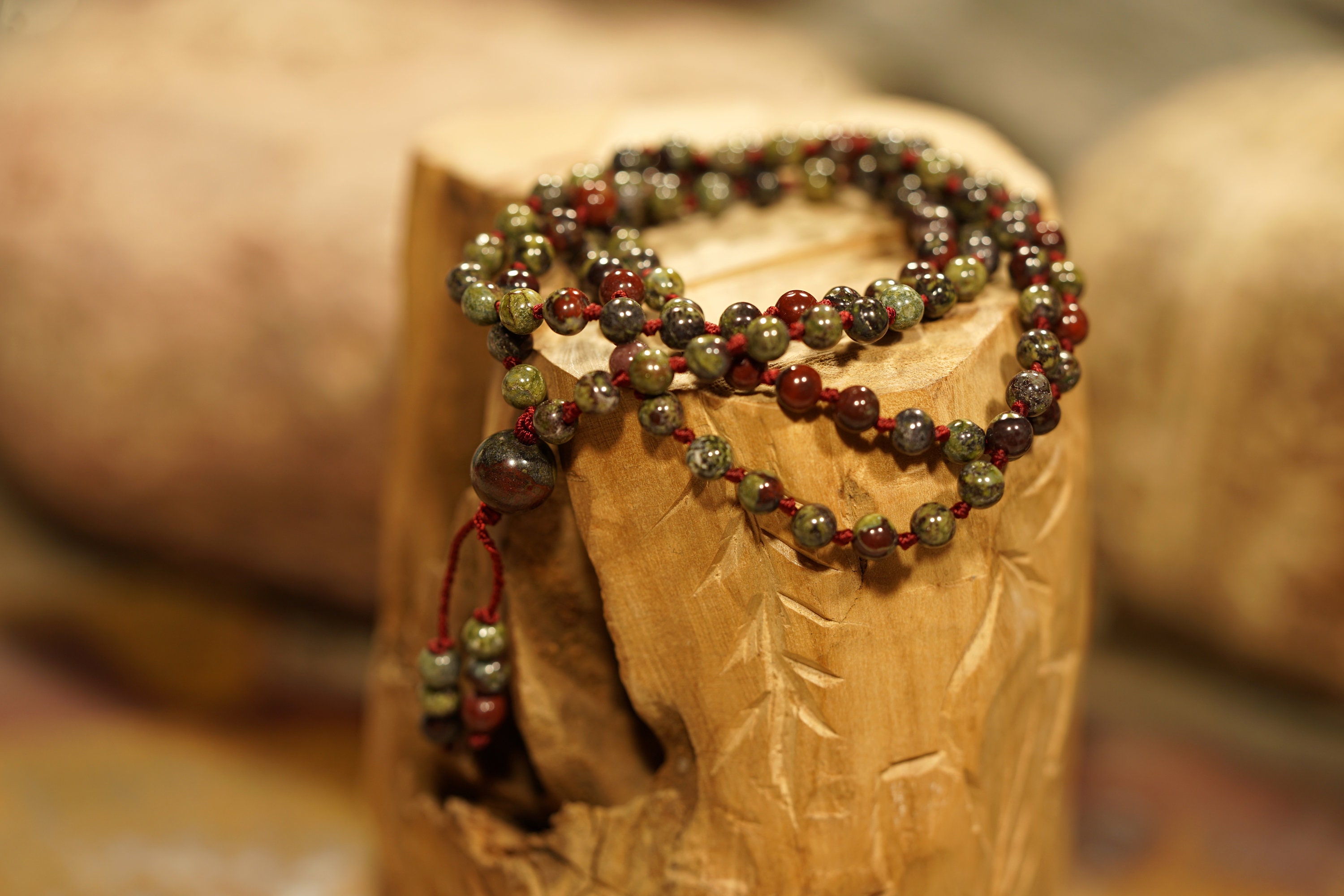 Dragon's Blood Mala • African Bloodstone Mala • Dragon's Blood Necklace • Dainty Mala • Bloodstone Mala Necklace • 4mm • 108+1 • 3017
