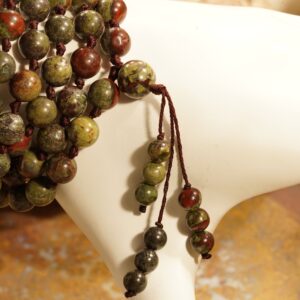 Dragon's Blood Mala • 8mm Knotted Beads • African Bloodstone • Courage And Personal Power • Beowulf Inspired • 2380 Dragon's Blood Mala • 8mm Knotted Beads • African Bloodstone • Courage And Personal Power • Beowulf Inspired • 2380