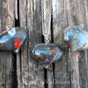 Handmade Bloodstone Heart Sterling Silver Necklace, 18" Rolo Chain Handmade Bloodstone Heart Sterling Silver Necklace, 18" Rolo Chain