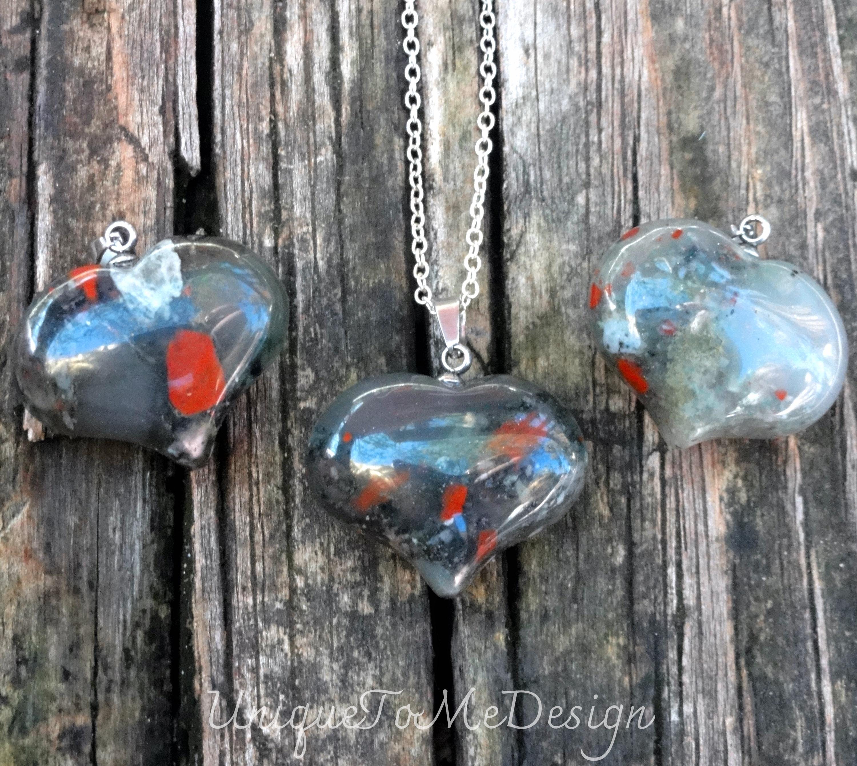 Handmade Bloodstone Heart Sterling Silver Necklace, 18" Rolo Chain Handmade Bloodstone Heart Sterling Silver Necklace, 18" Rolo Chain