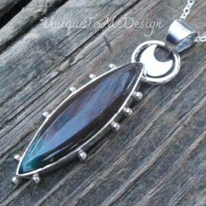 Handmade Sterling Silver Bloodstone Crescent Moon Necklace Handmade Sterling Silver Bloodstone Crescent Moon Necklace