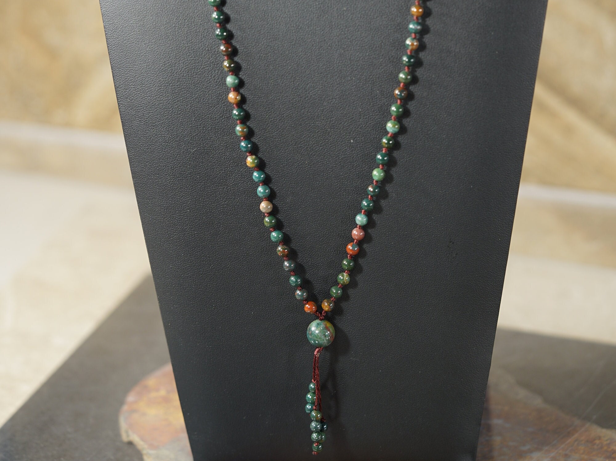 Bloodstone Mala Necklace • Emotional Intelligence • Help With Anger • Diffuse Anger • Temper • Coping Mechanism • 4mm • 6mm • 8mm •  4876a