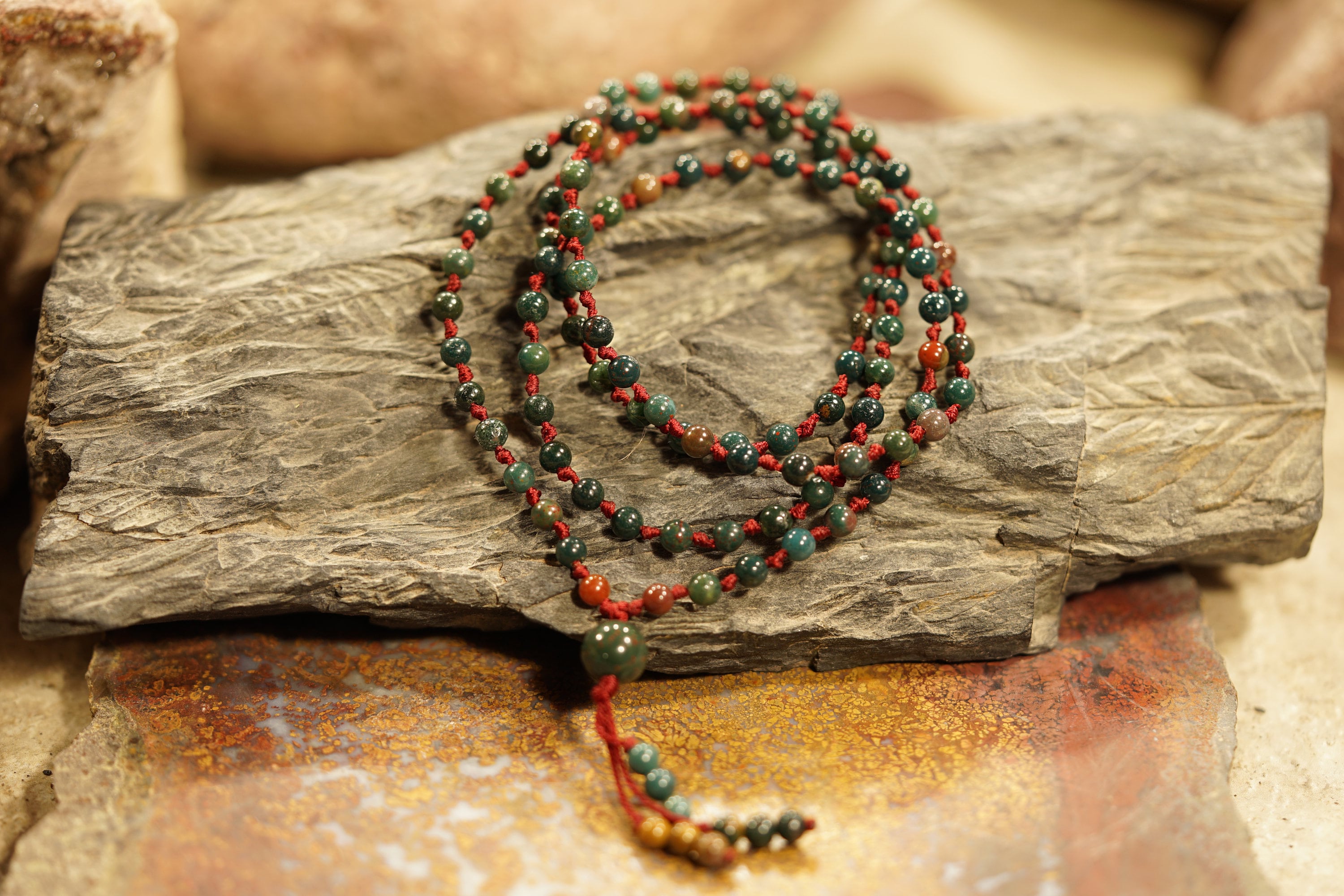 Bloodstone Resilience Mala: 108-bead Anchor For The Spiritual Warrior | Customizable Integrity • Coping Mechanism • 4mm • 6mm • 8mm • 2267