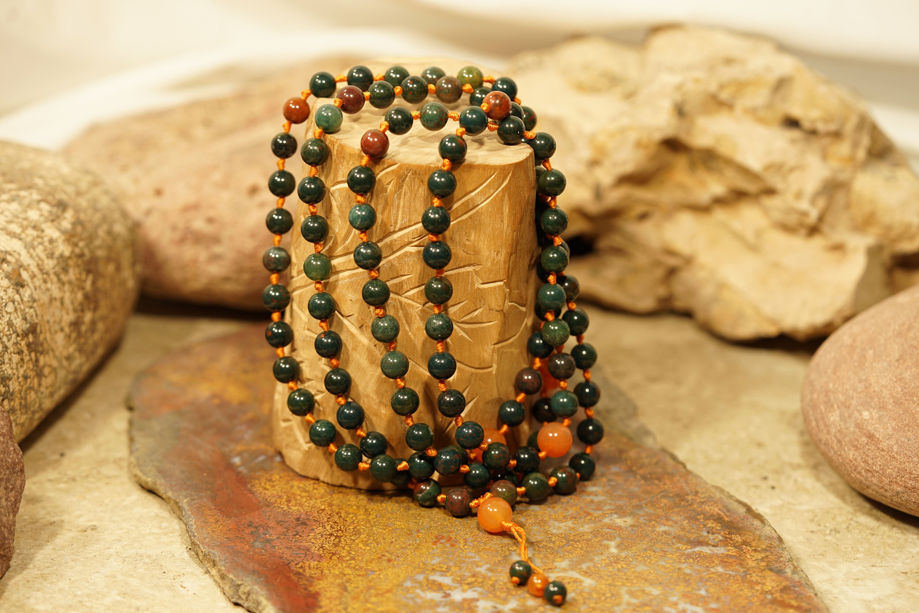 Bloodstone Mala • Hand-knotted Mala • Bloodstone Mala Beads 108 • 8mm • Mala Purification • 108+3 • Mala Strength • Spiritual Warrior • 3593