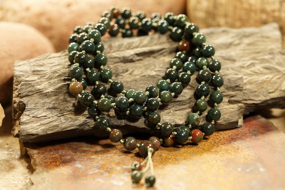 Bloodstone Mala • Hand-knotted Mala • Bloodstone Mala Beads 108 • 8mm • Mala For Purification • Mala Strength • Spiritual Warrior • 3765 Bloodstone Mala • Hand-knotted Mala • Bloodstone Mala Beads 108 • 8mm • Mala For Purification • Mala Strength • Spiritual Warrior • 3765