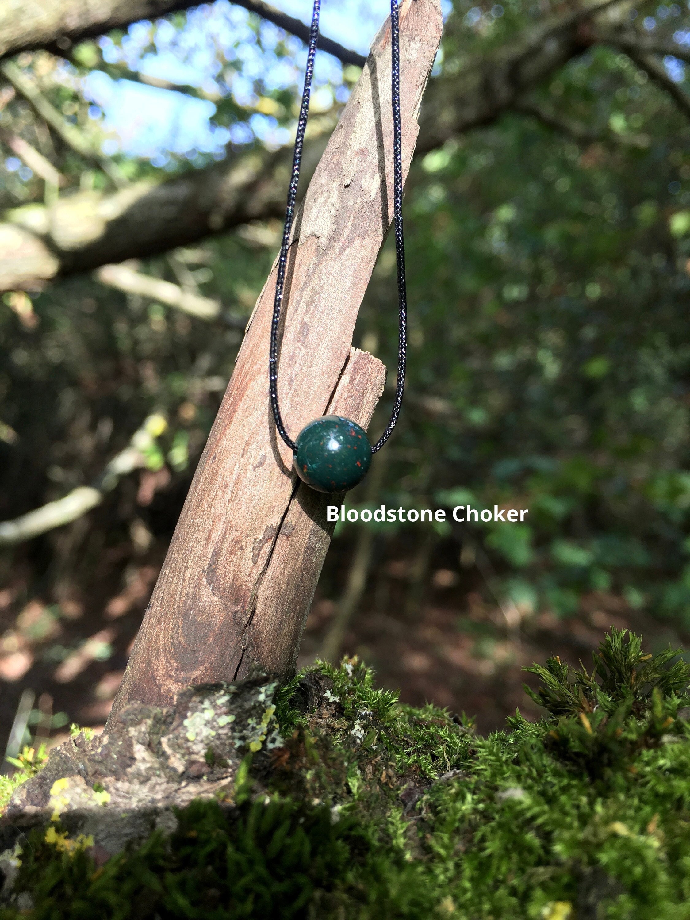 Minimalist Bloodstone Choker: 8mm Bead Necklace