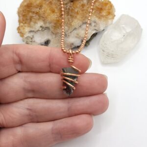 Raw African Bloodstone Necklace In Copper, Crystal For Strength And Grounding Raw African Bloodstone Necklace In Copper, Crystal For Strength And Grounding