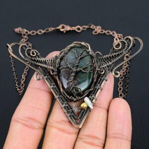 Bloodstone Necklace, Tree Of Life Copper Wire Wrapped Necklace, Natural Bloodstone Gemstone Necklace, Healing Jewelry Handmade Jewelry Gifts