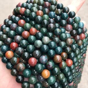 Bloodstone Beads, 8mm Beads, Blood Stone, Green Beads, Heliotrope, Dark Green, Green Gemstone, Bloodstone Gemstone Beads, Protection Stones