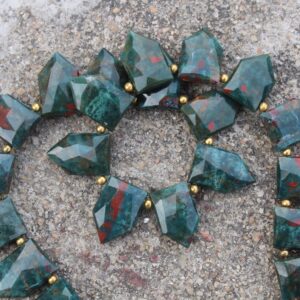 Bloodstone Gemstone Faceted Briolette Beads I 10 Pieces Pentagon-shaped I Size 10x16 Mm App. I Jewelry Setting [c240]