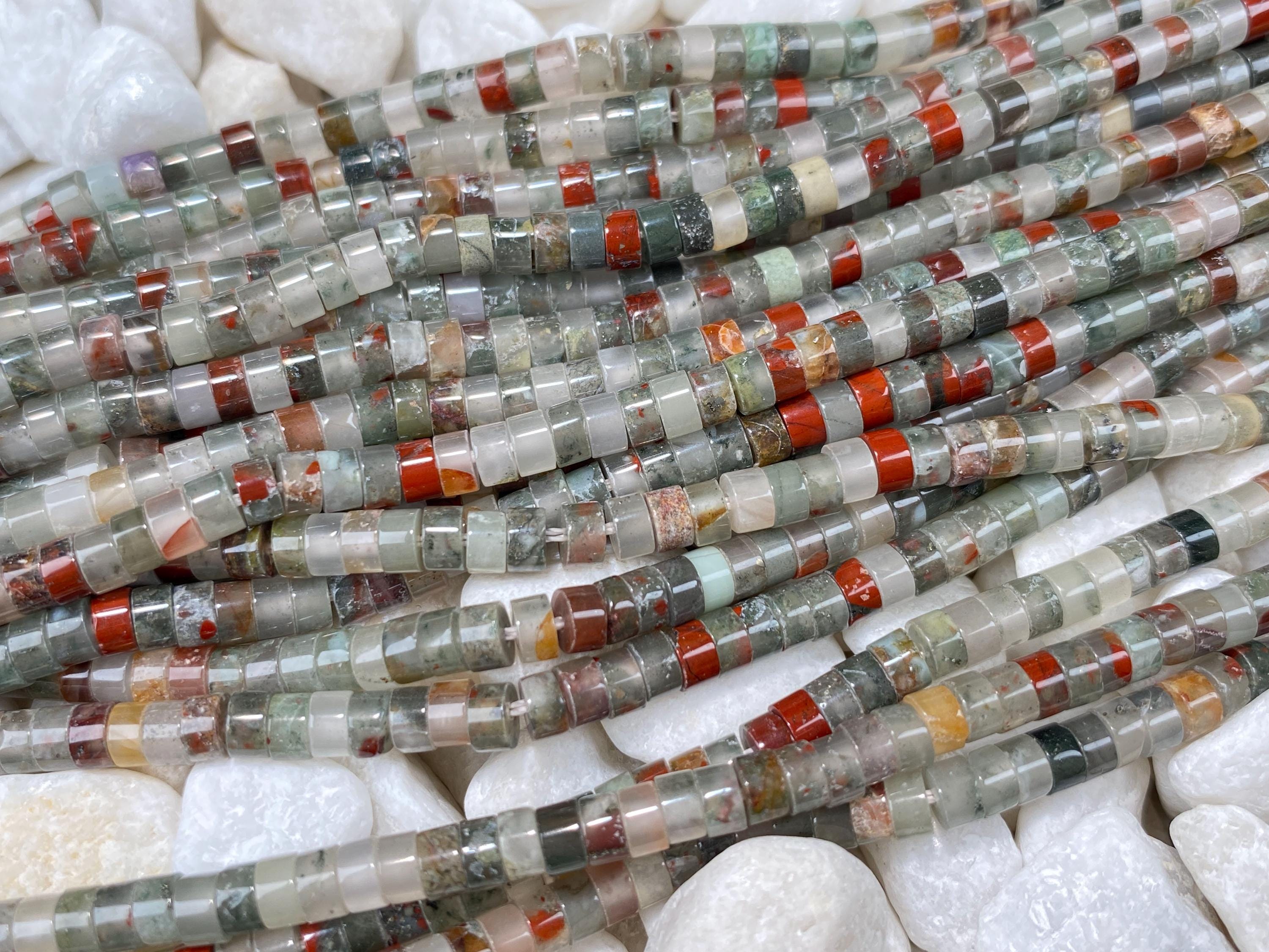 Natural 2x4mm Bloodstone Flat Rondelle/heishi/disc Beads,crystal Tyre Shape Necklace/bracelet Gemstone Beaded,for Jewelry Making