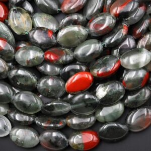 Natural African Indian Bloodstone Smooth Oval Beads Gemstone 15.5" Strand Natural African Indian Bloodstone Smooth Oval Beads Gemstone 15.5" Strand