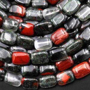 Natural African Indian Bloodstone Smooth Rectangle Beads 15.5" Strand Natural African Indian Bloodstone Smooth Rectangle Beads 15.5" Strand
