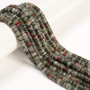 Natural African Bloodstone Heishi Disc Beads Size 1.5x4mm 1.5x6mm 15" Strand Natural African Bloodstone Heishi Disc Beads Size 1.5x4mm 1.5x6mm 15" Strand