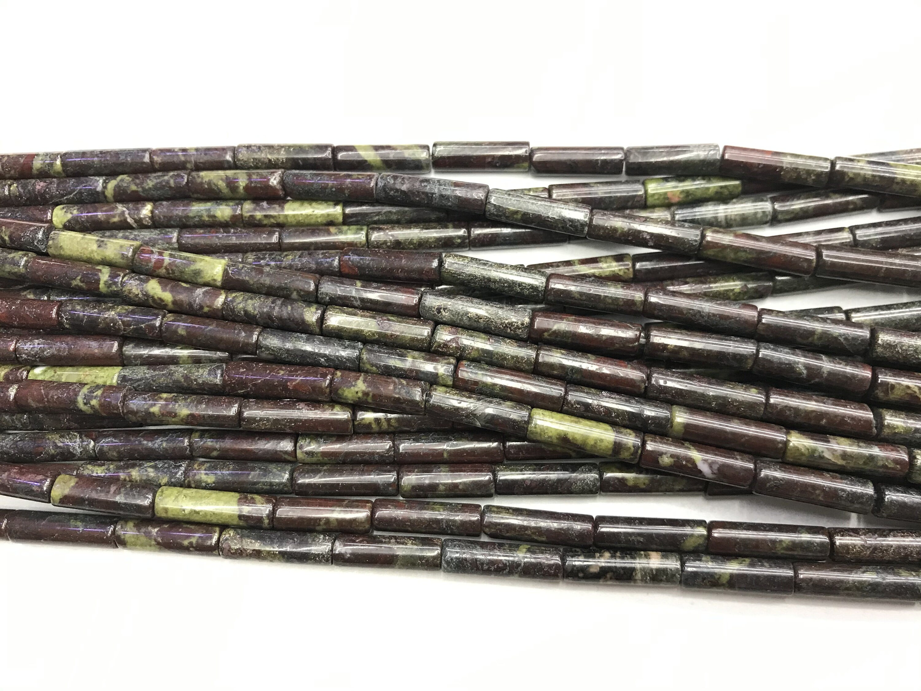 Natural Dragon Bloodstone 4x13mm Column Genuine Gemstone Loose Tube Beads 15inch Jewelry Supply Bracelet Necklace Material Support Wholesale